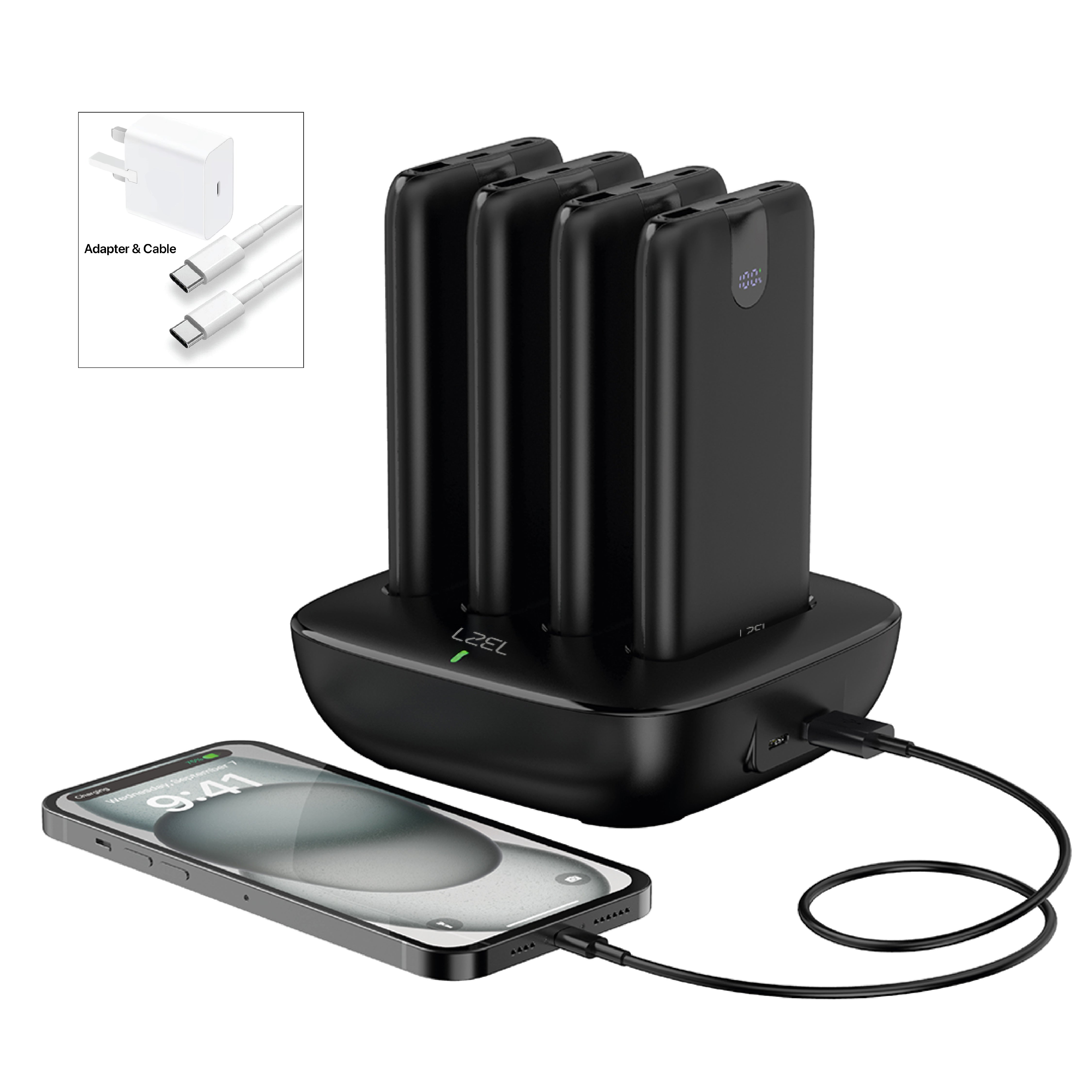 LZEL Quadra Energia Y Station 10000mAh Charging Station Built In Cable Lightning And Type-C | Black LZEL Quadra Energia Y Station 10000mAh Charging Station Built In Cable Lightning And Type-C | Black